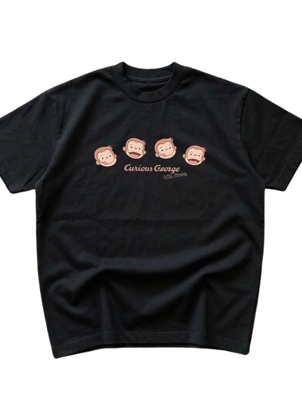 Gildan Curious George Little Monkey Black Graphic Tee